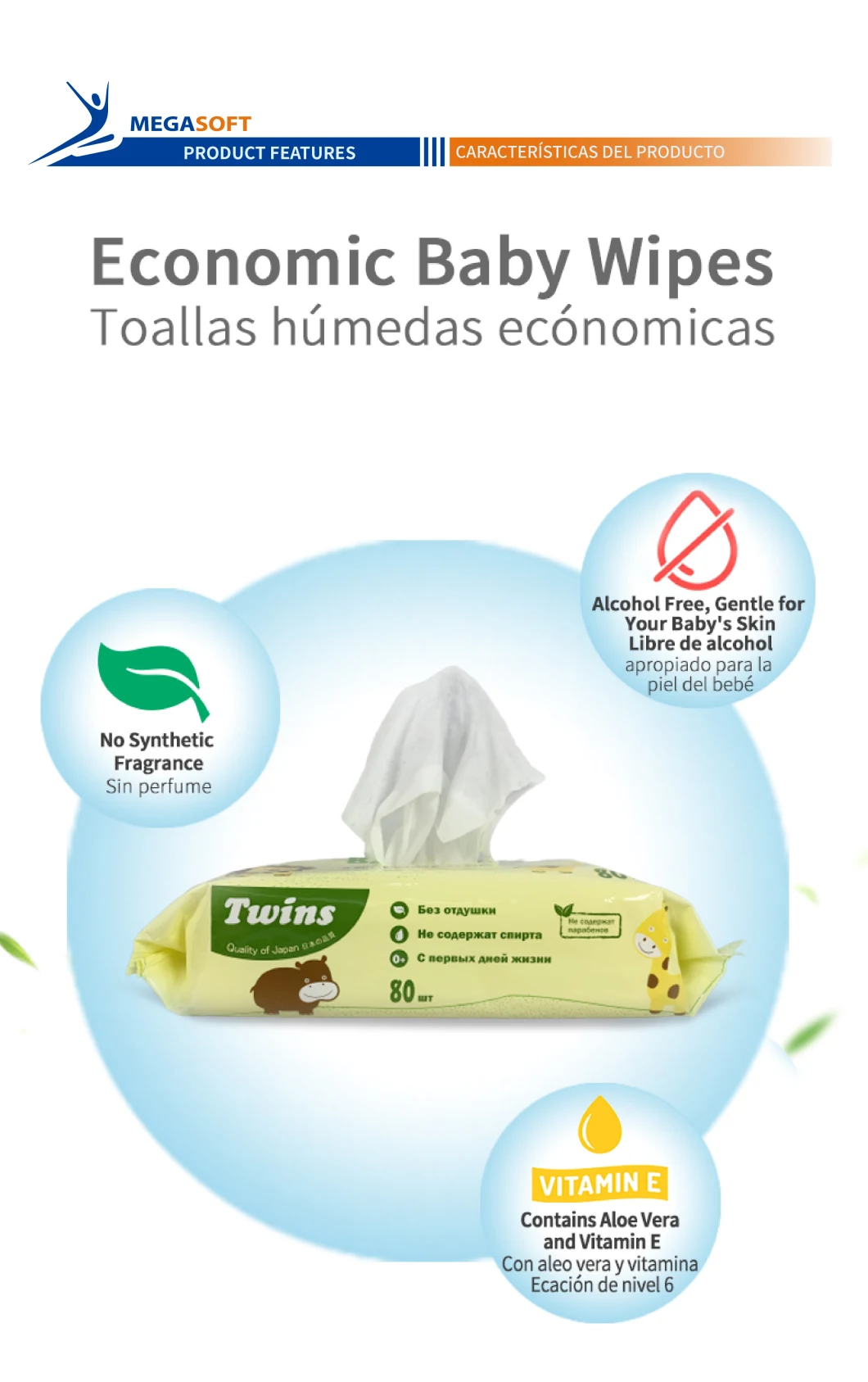 High Quality Alcohol Free Cleaning Wet Wipes Unscented for Baby and Adults