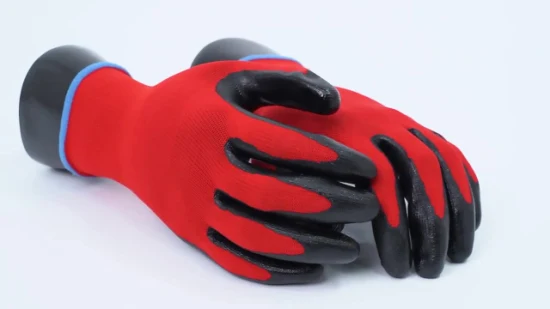 Xingyu 安全手袋 13 グラムポリエステルコーティングされたニトリルコーティングされた手袋/建設手袋/作業手袋高品質